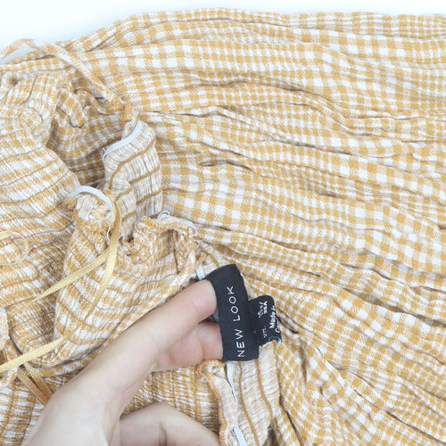 New Look Women’s Beige Check Maxi Dress Size 14 Boho Summer Style