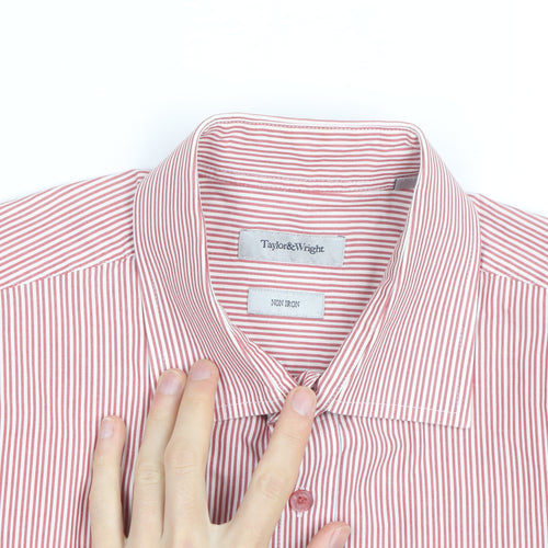Taylor & Wright Men's Red Striped 16.5in Non-Iron Cotton Blend Shirt