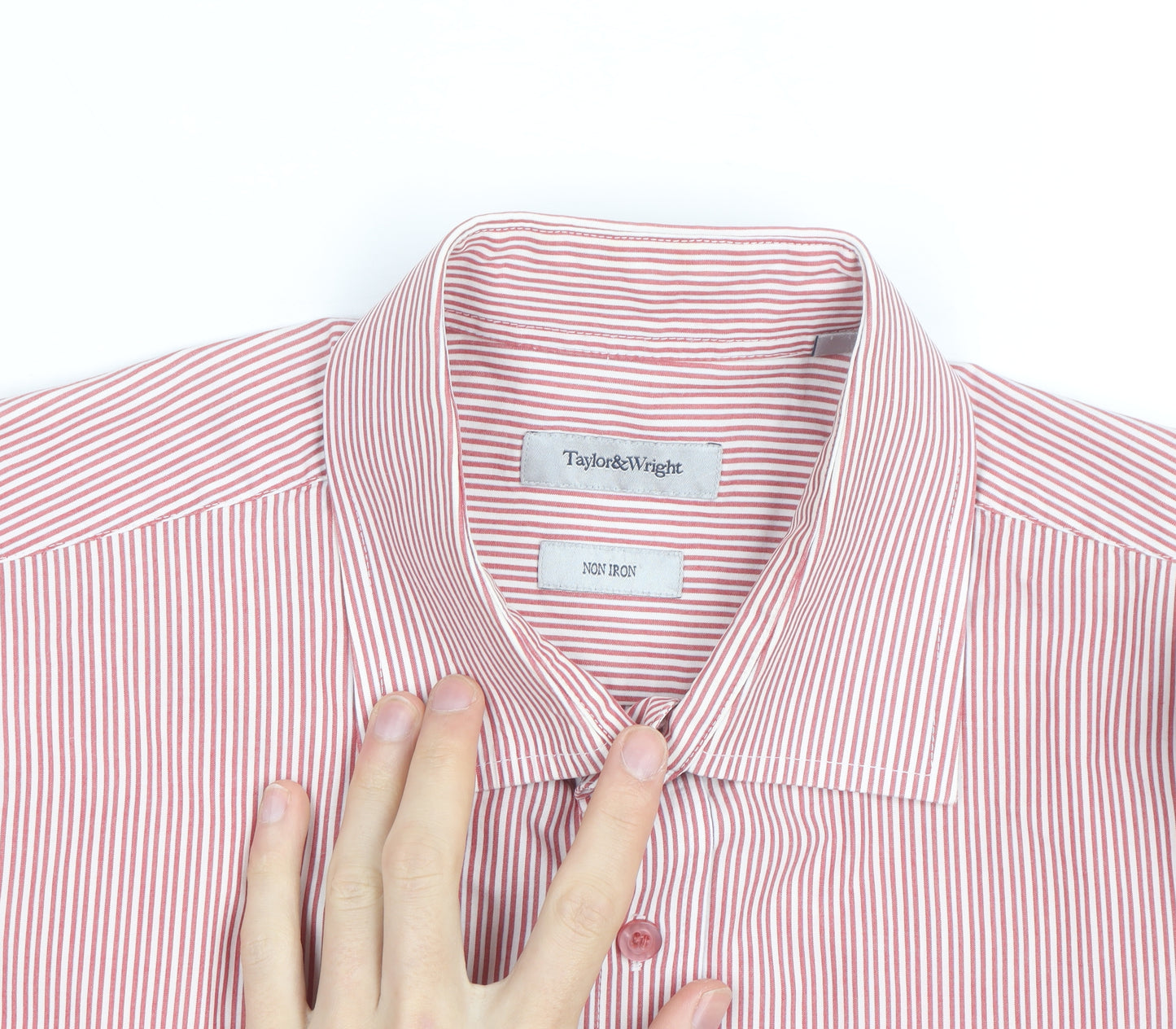 Taylor & Wright Men's Red Striped 16.5in Non-Iron Cotton Blend Shirt