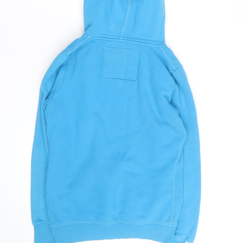 Superdry Men's Blue Pullover Hoodie Small Graphic Print Cotton Blend