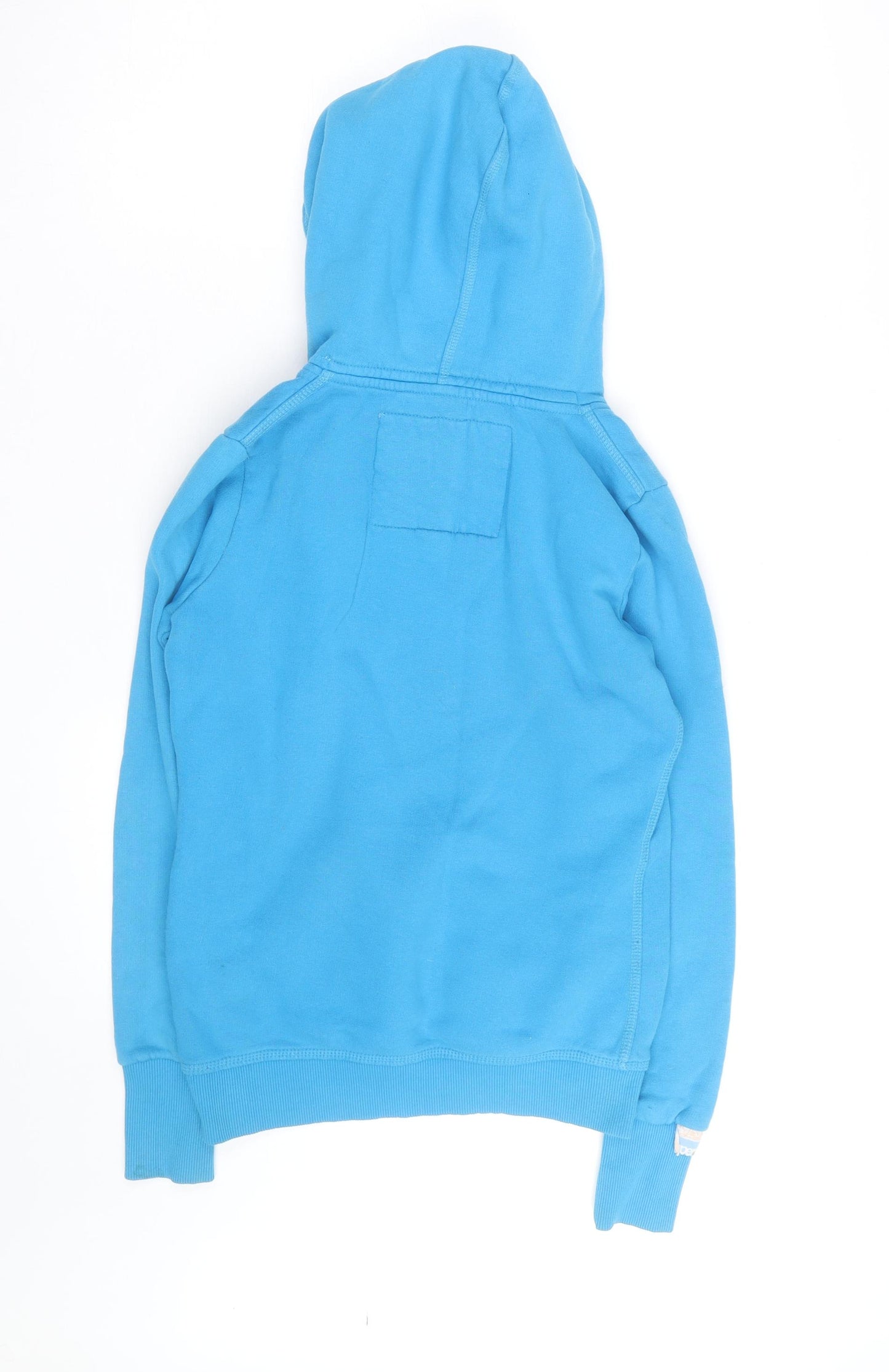 Superdry Men's Blue Pullover Hoodie Small Graphic Print Cotton Blend