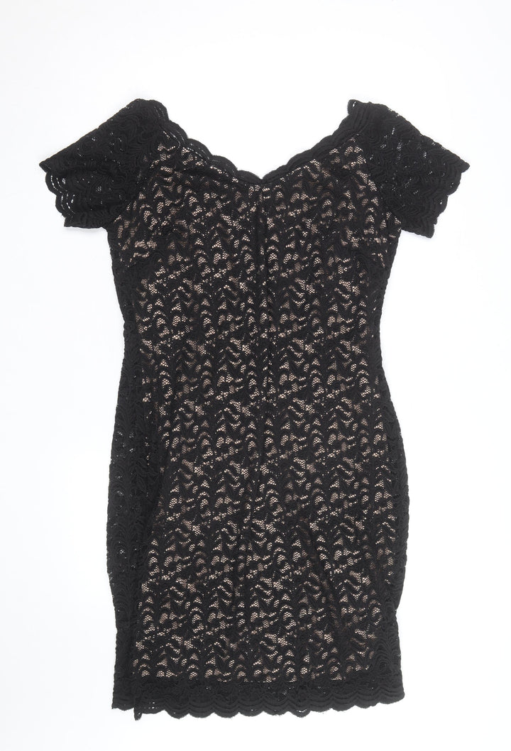George Women’s Black Lace Bodycon Dress Size 16 Party Knee Length