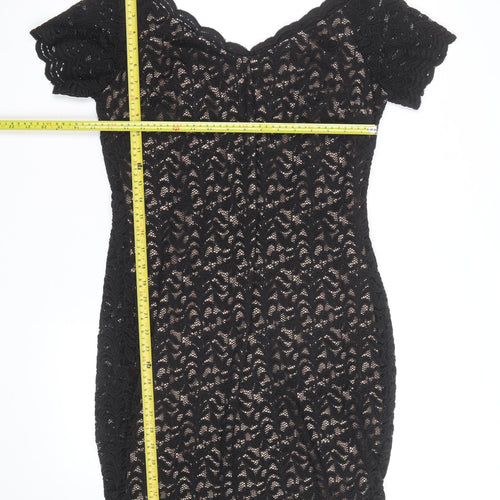 George Women’s Black Lace Bodycon Dress Size 16 Party Knee Length