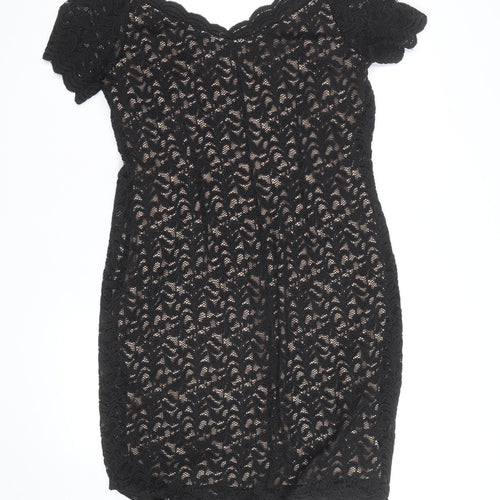 George Women’s Black Lace Bodycon Dress Size 16 Party Knee Length