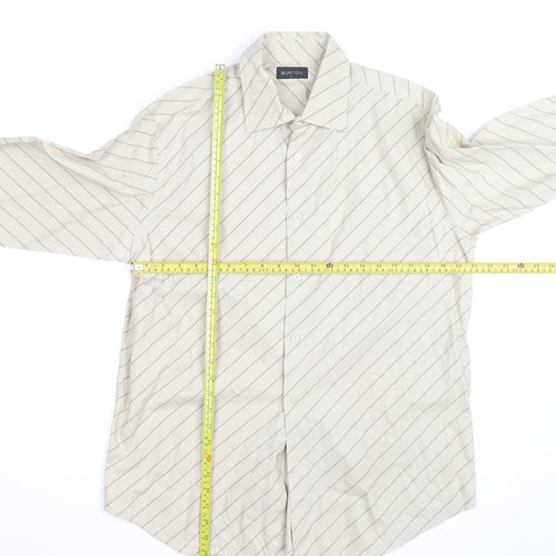 Burton Men's Beige Striped Long Sleeve Cotton Button-Up Shirt Size L