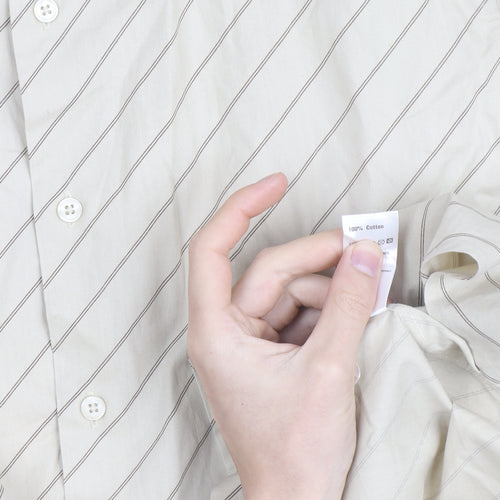 Burton Men's Beige Striped Long Sleeve Cotton Button-Up Shirt Size L