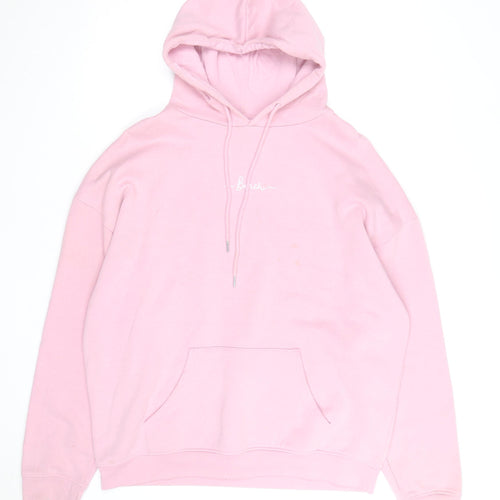Bench Mens Pink Pullover Hoodie Size XL Cotton Blend Fleece Lined
