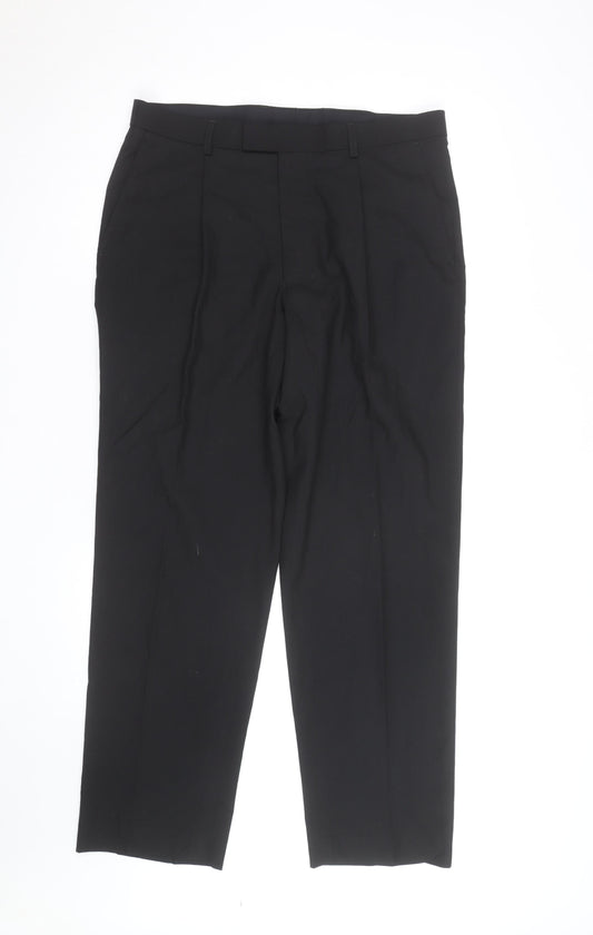 Marks and Spencer Men’s Black Regular Fit Dress Pants 34W 29L