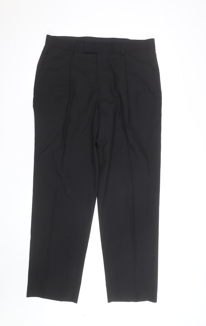 Marks and Spencer Men’s Black Regular Fit Dress Pants 34W 29L