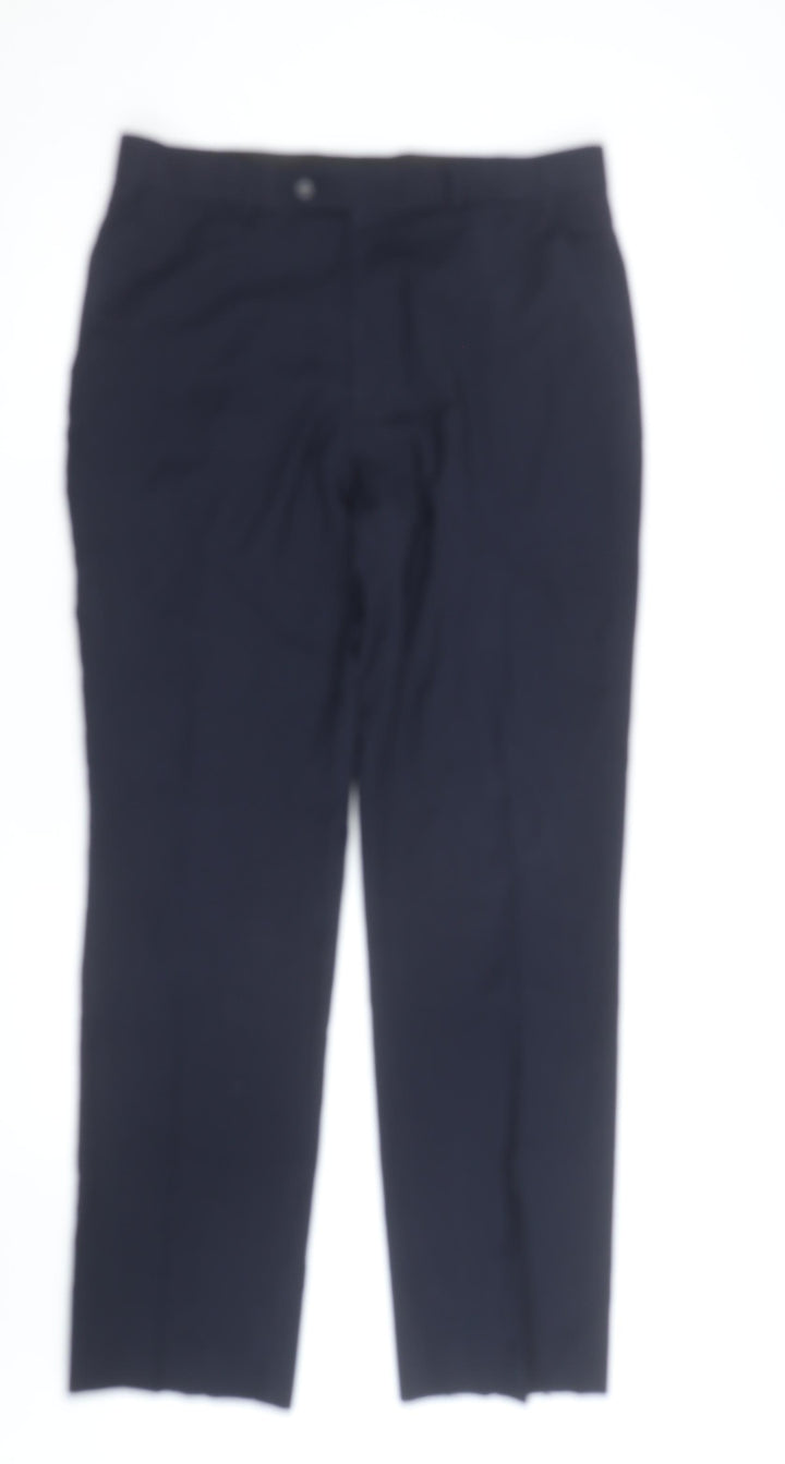J. Banks Men's Navy Regular Fit Dress Pants 34x30