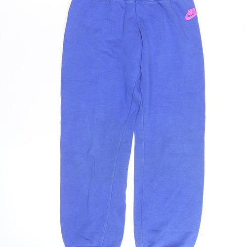 Nike Girls Blue Sweatpants Jogger Style Size S Elastic Waist Activewear