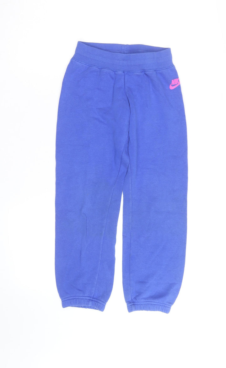 Nike Girls Blue Sweatpants Jogger Style Size S Elastic Waist Activewear