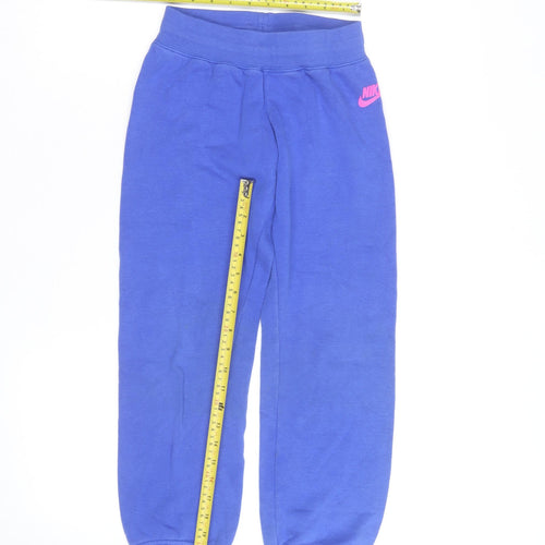 Nike Girls Blue Sweatpants Jogger Style Size S Elastic Waist Activewear