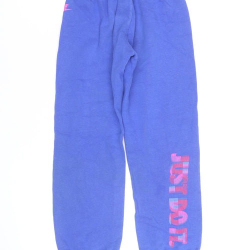 Nike Girls Blue Sweatpants Jogger Style Size S Elastic Waist Activewear