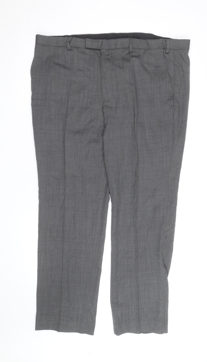 Marks and Spencer Men's Grey Wool Blend Dress Pants 36x32 Classic Fit
