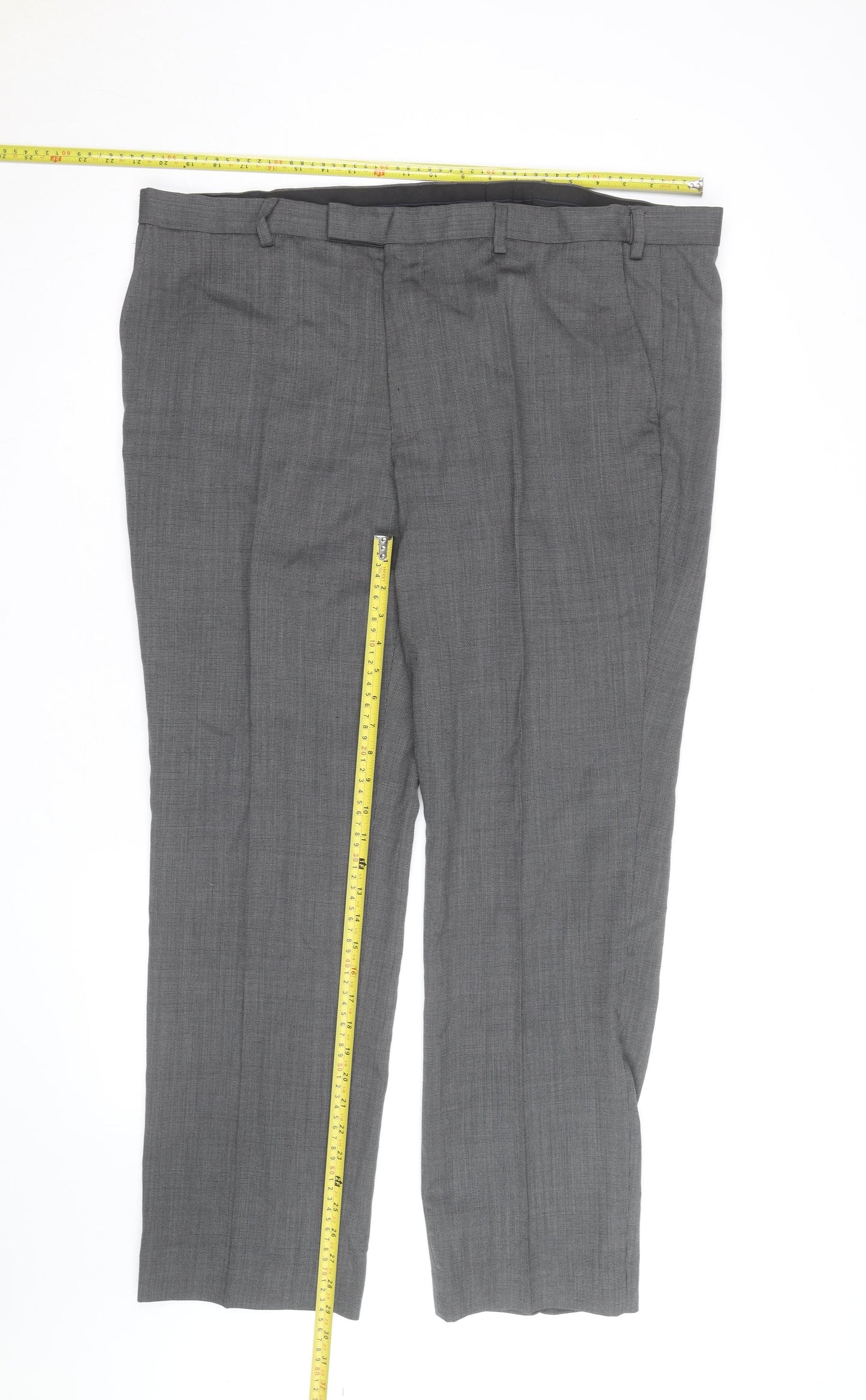 Marks and Spencer Men's Grey Wool Blend Dress Pants 36x32 Classic Fit