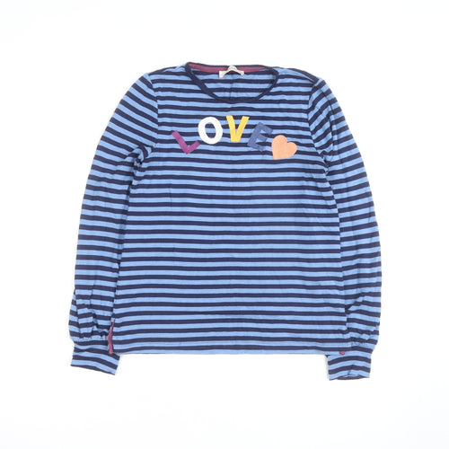 Oasis Unisex Adults Blue Striped LOVE Long Sleeve Cotton Top M