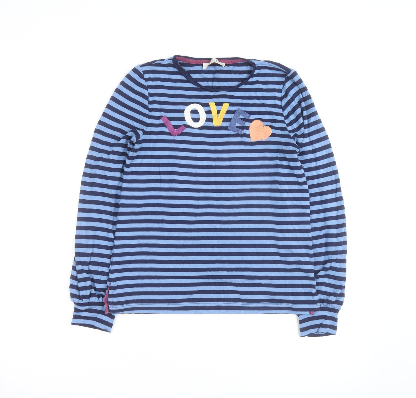 Oasis Unisex Adults Blue Striped LOVE Long Sleeve Cotton Top M