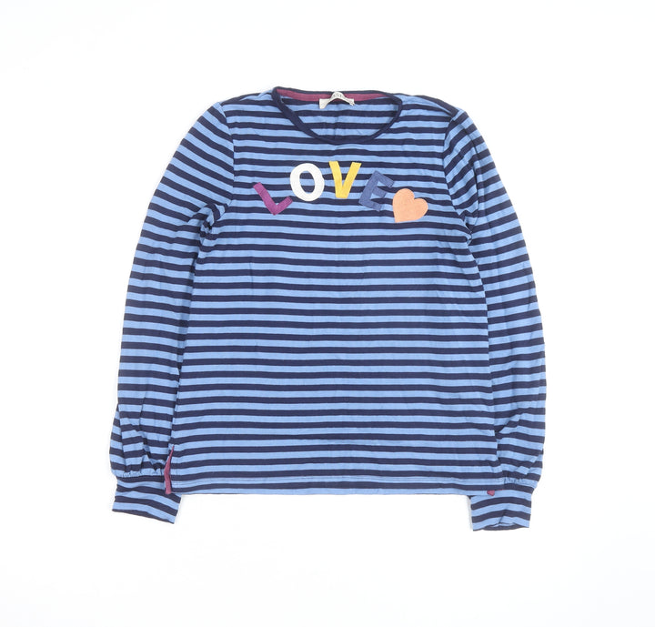 Oasis Unisex Adults Blue Striped LOVE Long Sleeve Cotton Top M