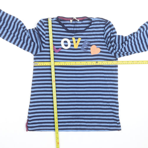 Oasis Unisex Adults Blue Striped LOVE Long Sleeve Cotton Top M