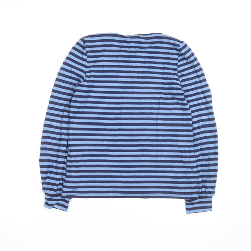 Oasis Unisex Adults Blue Striped LOVE Long Sleeve Cotton Top M