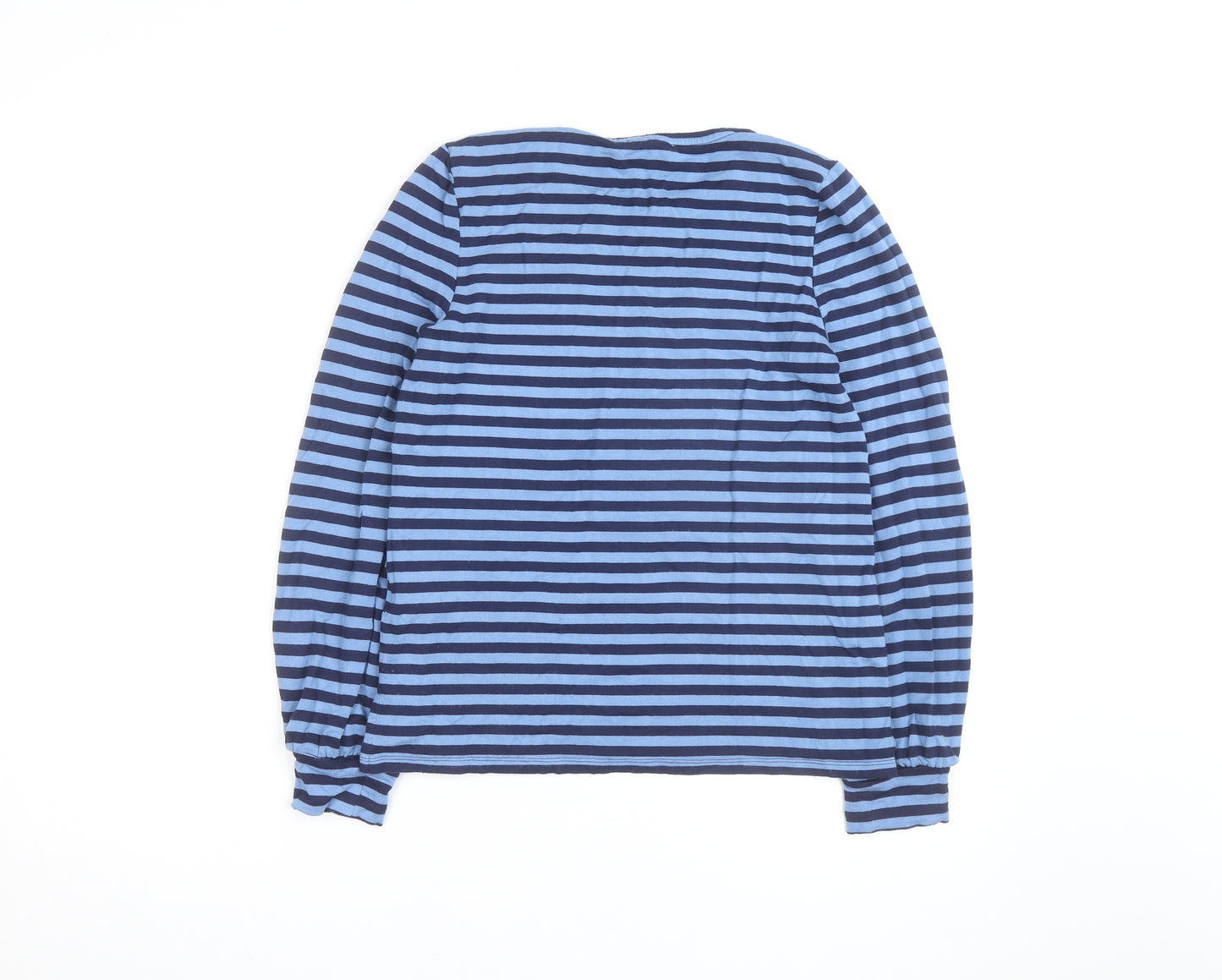 Oasis Unisex Adults Blue Striped LOVE Long Sleeve Cotton Top M