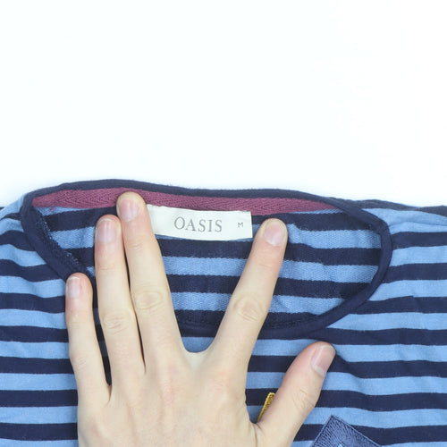 Oasis Unisex Adults Blue Striped LOVE Long Sleeve Cotton Top M