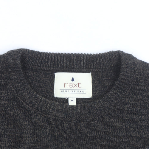 Next Men's Brown Reindeer Christmas Jumper M Crew Neck Pullover