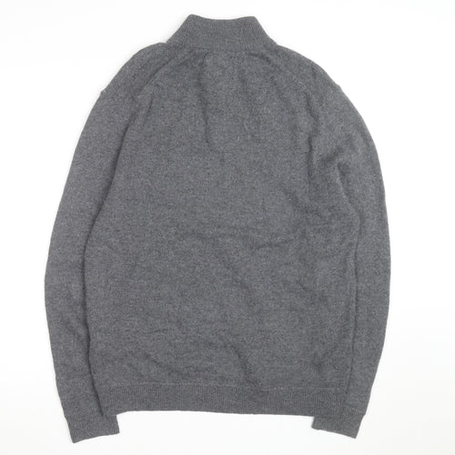Superdry Men's Grey XL 1/4 Zip High Neck Jumper