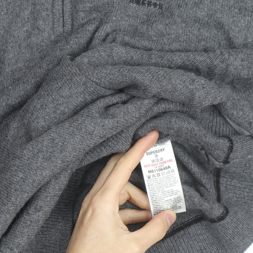 Superdry Men's Grey XL 1/4 Zip High Neck Jumper