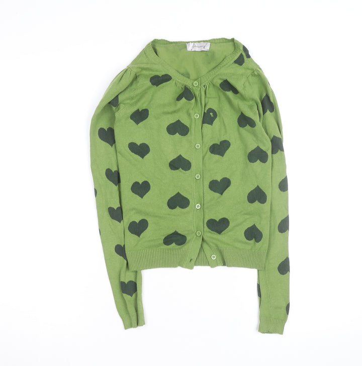 Stradivarius Womens Green Heart Print Cardigan Size S