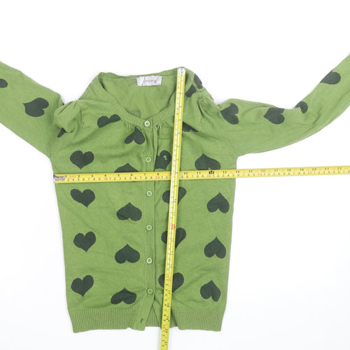 Stradivarius Womens Green Heart Print Cardigan Size S