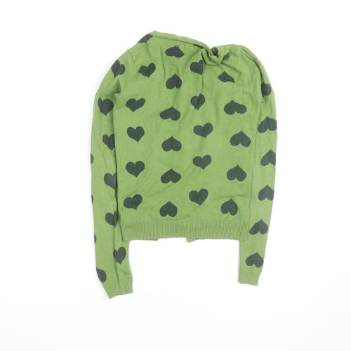 Stradivarius Womens Green Heart Print Cardigan Size S