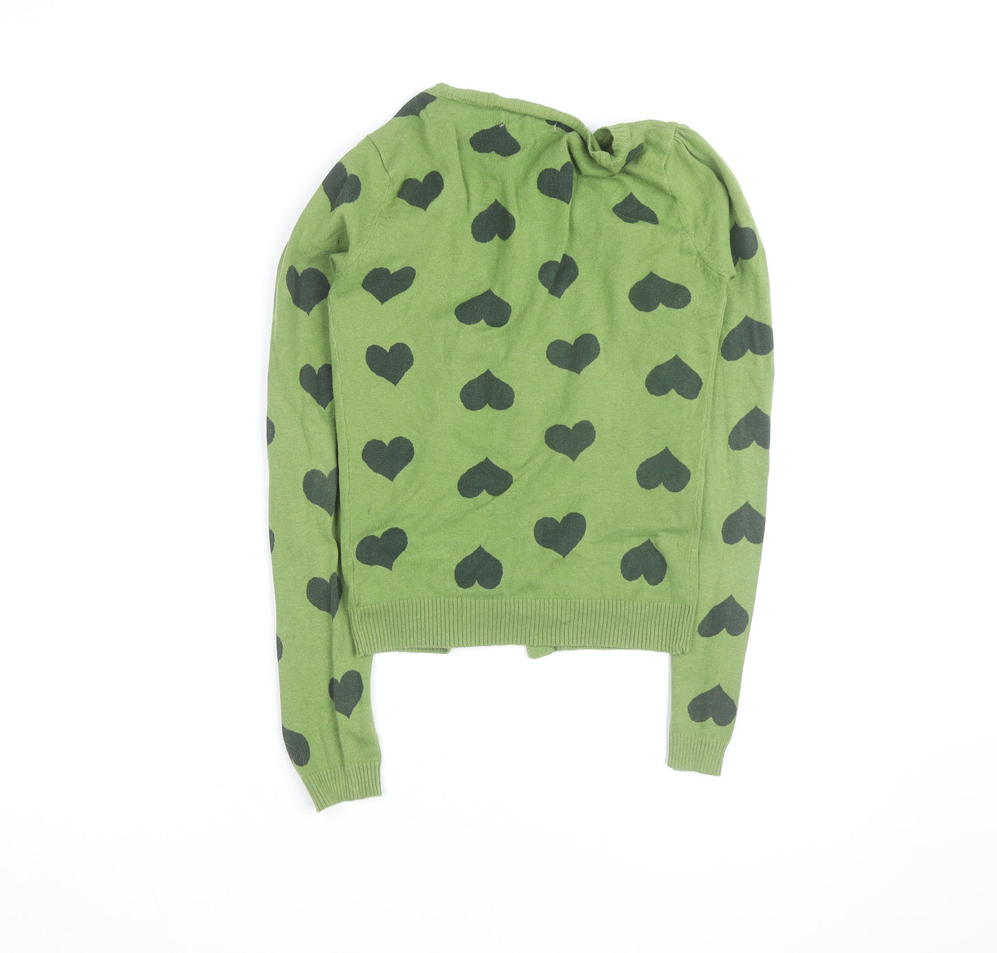 Stradivarius Womens Green Heart Print Cardigan Size S