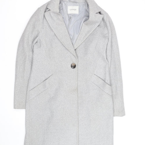 George Women's Grey Size 10 Long Wool Blend Overcoat