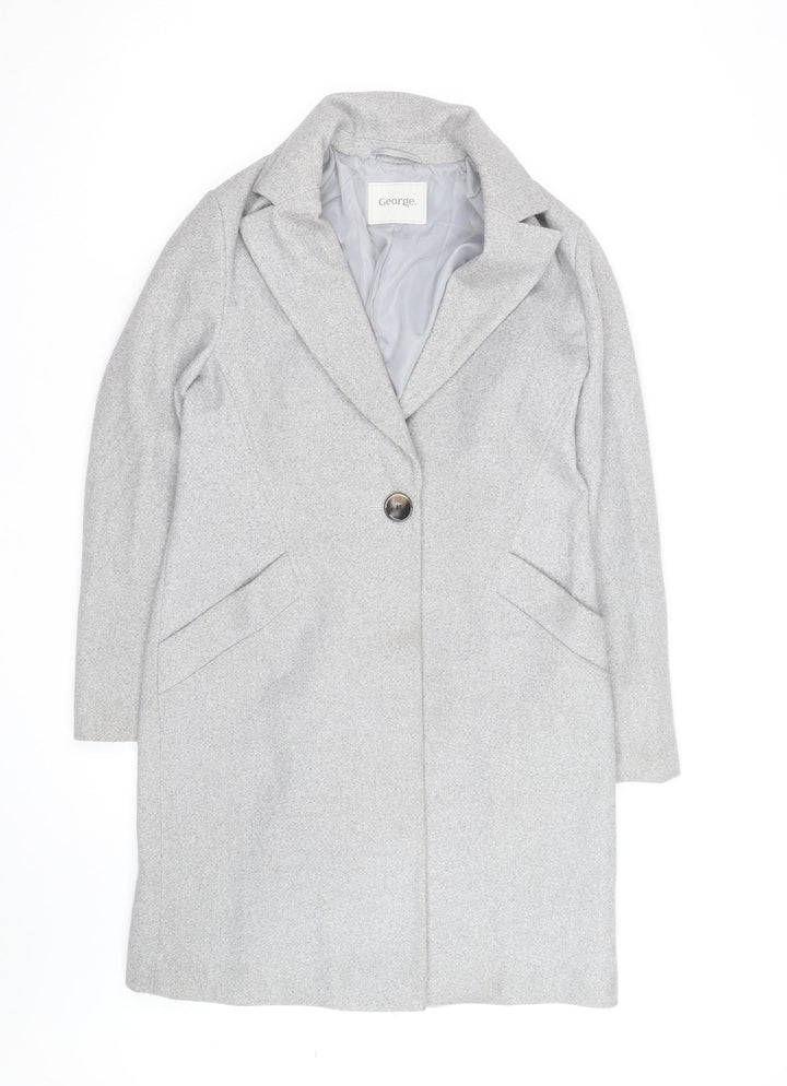 George Women's Grey Size 10 Long Wool Blend Overcoat