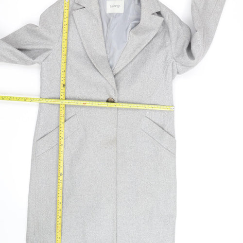 George Women's Grey Size 10 Long Wool Blend Overcoat