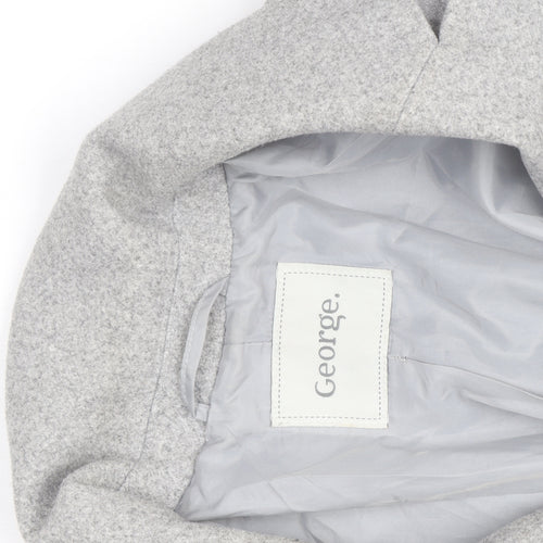 George Women's Grey Size 10 Long Wool Blend Overcoat
