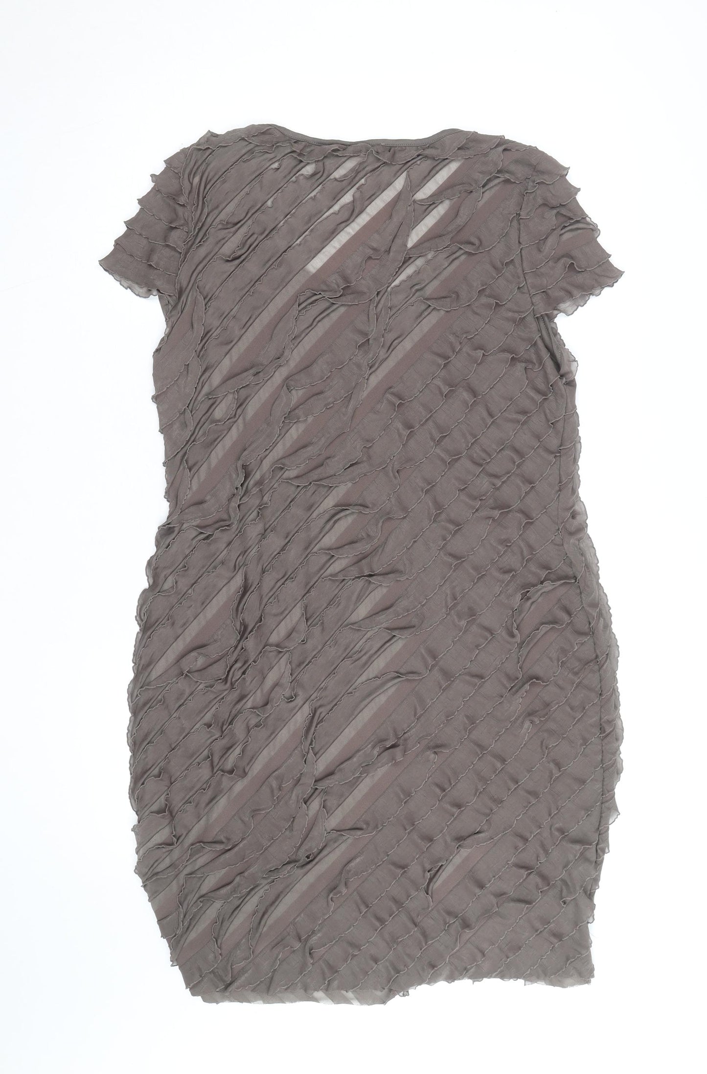 Soon Women’s Brown Ruffle Textured Short Sleeve Bodycon Dress Size 16