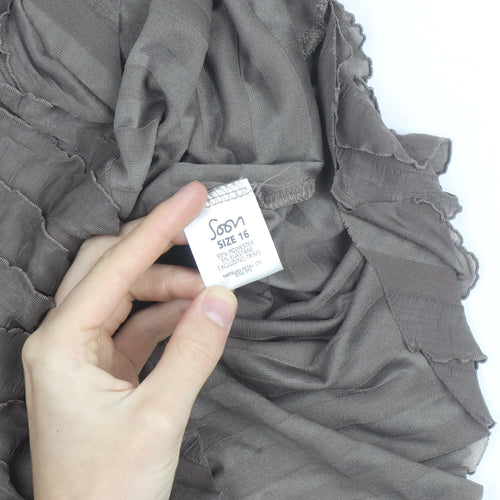 Soon Women’s Brown Ruffle Textured Short Sleeve Bodycon Dress Size 16