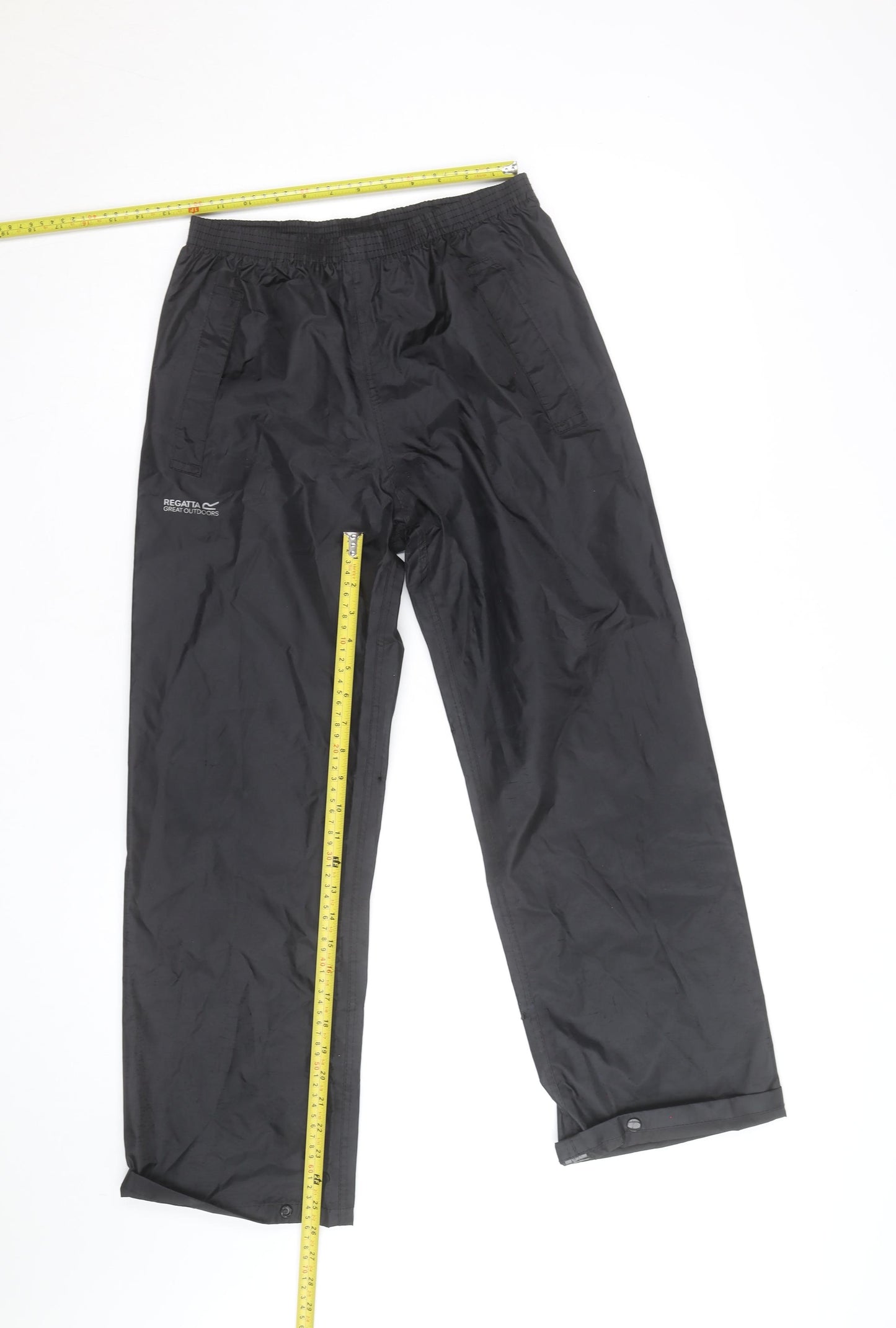 Regatta Boys Black Waterproof Rain Trousers 11-12 Years Lightweight Elastic Waist