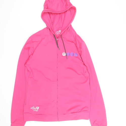 Liver Bird Womens Pink Full Zip Hoodie Size 14 LFC Logo Hooded Sweatshirt