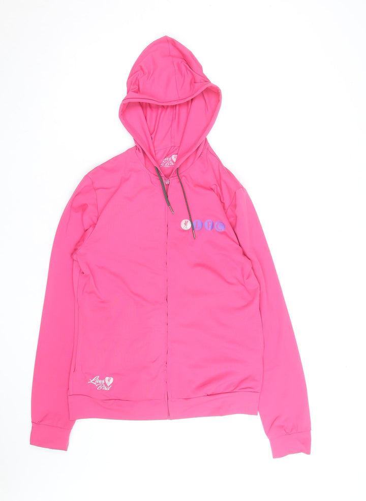 Liver Bird Womens Pink Full Zip Hoodie Size 14 LFC Logo Hooded Sweatshirt