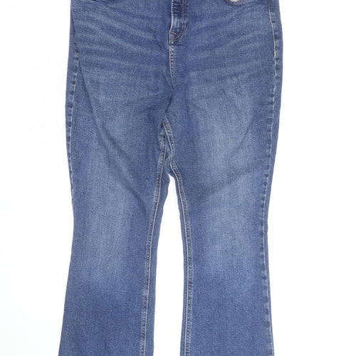 F&F Women Blue Bootcut Jeans Size 14 Regular Mid Rise Denim