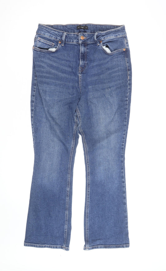 F&F Women Blue Bootcut Jeans Size 14 Regular Mid Rise Denim