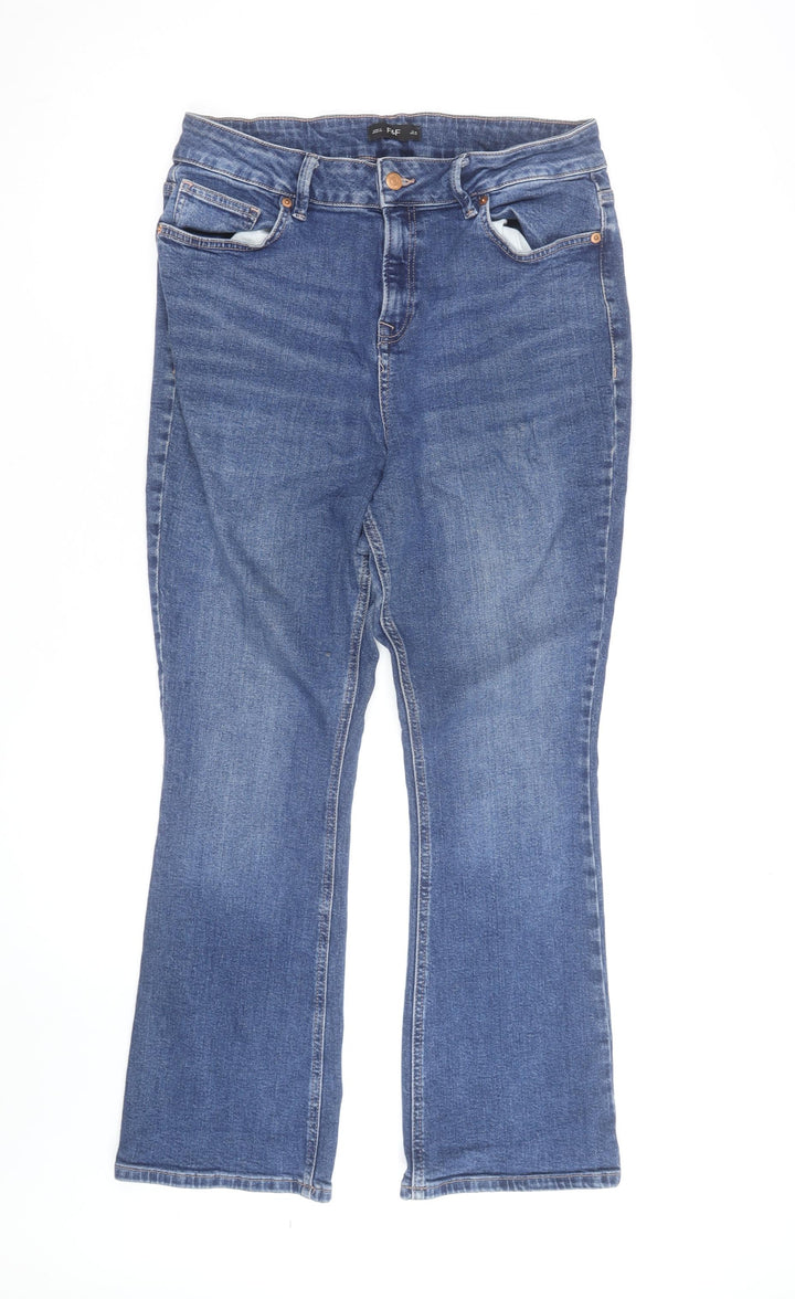 F&F Women Blue Bootcut Jeans Size 14 Regular Mid Rise Denim