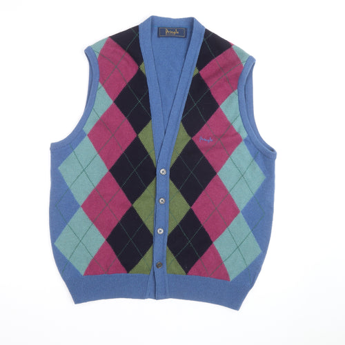 Pringle of Scotland Men's Multicoloured Wool Argyle Sleeveless Vest M