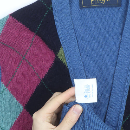 Pringle of Scotland Men's Multicoloured Wool Argyle Sleeveless Vest M