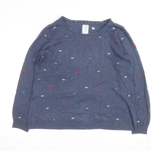Mantaray Women Blue Embroidered Umbrella Cotton Jumper Size 20
