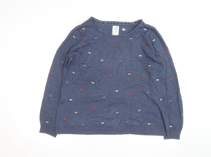 Mantaray Women Blue Embroidered Umbrella Cotton Jumper Size 20